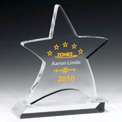 Plexiglass star-shaped awards