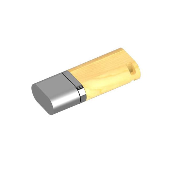 USB ξύλινο με μεταλλικό καπάκι σε ασημί χρώμα 1