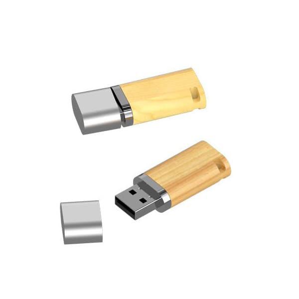 USB ξύλινο με μεταλλικό καπάκι σε ασημί χρώμα 2