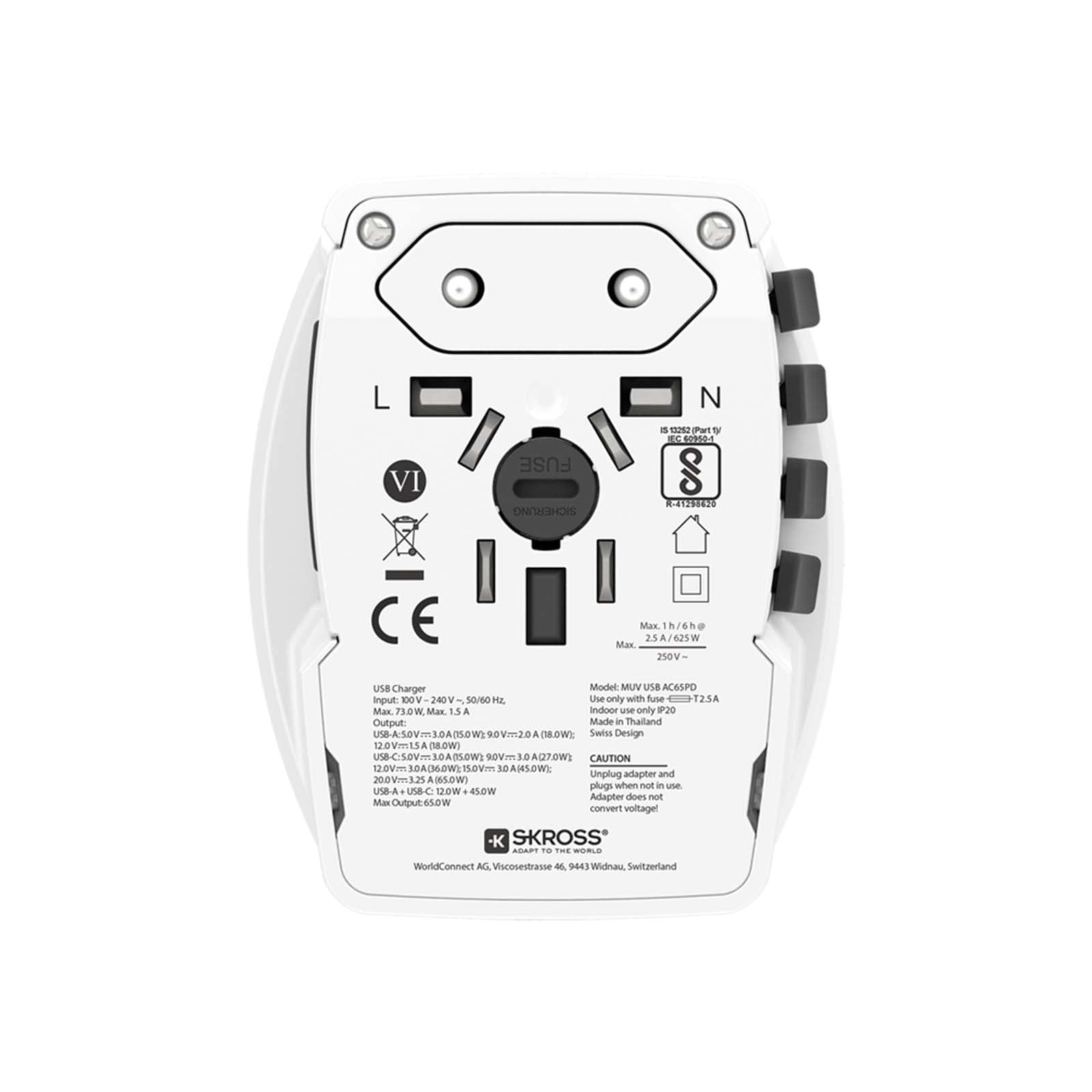 SKROSS® MUV AC65PD world adapter with USB-C cable 1
