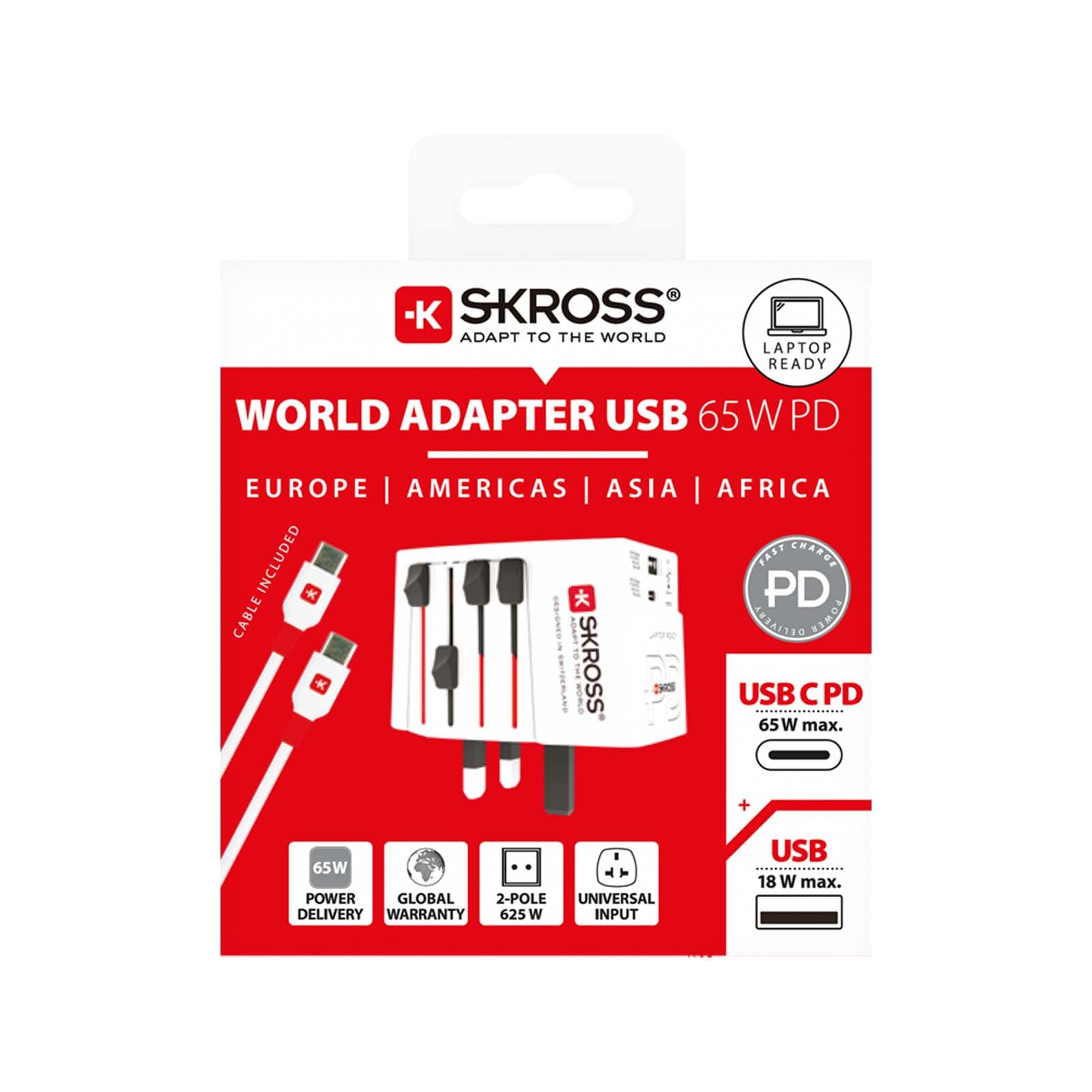 SKROSS® MUV AC65PD world adapter with USB-C cable 6