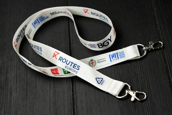 Flat polyester Lanyard with 2 metal hooks customize it
