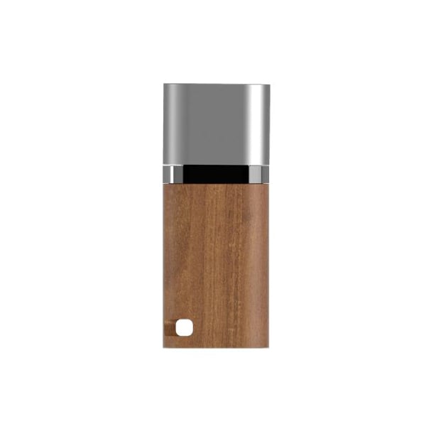 USB ξύλινο με μεταλλικό καπάκι σε ασημί χρώμα