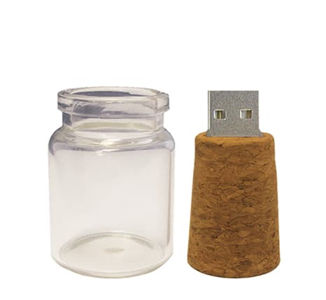 USB από φελλό με γυάλινο καπάκι