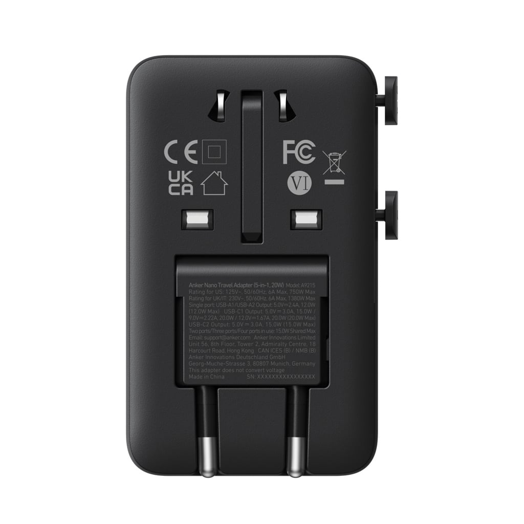 Anker Nano Travel Adapter (5-in-1, 20W)